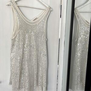 White sequinned mini dress or tank/tunic